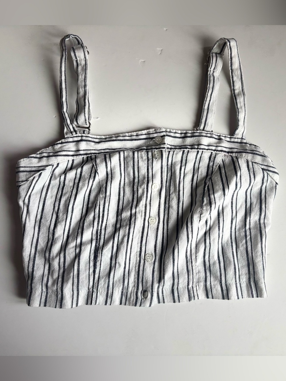 Brandy Melville White & Black Striped Button-Front Crop Cami